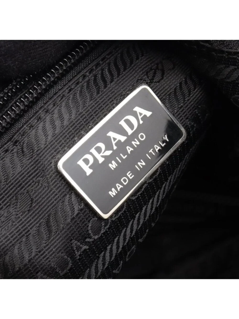 Prada Shoulder Bag to Line Guru Logo Black Nylon Saffiano Leather to